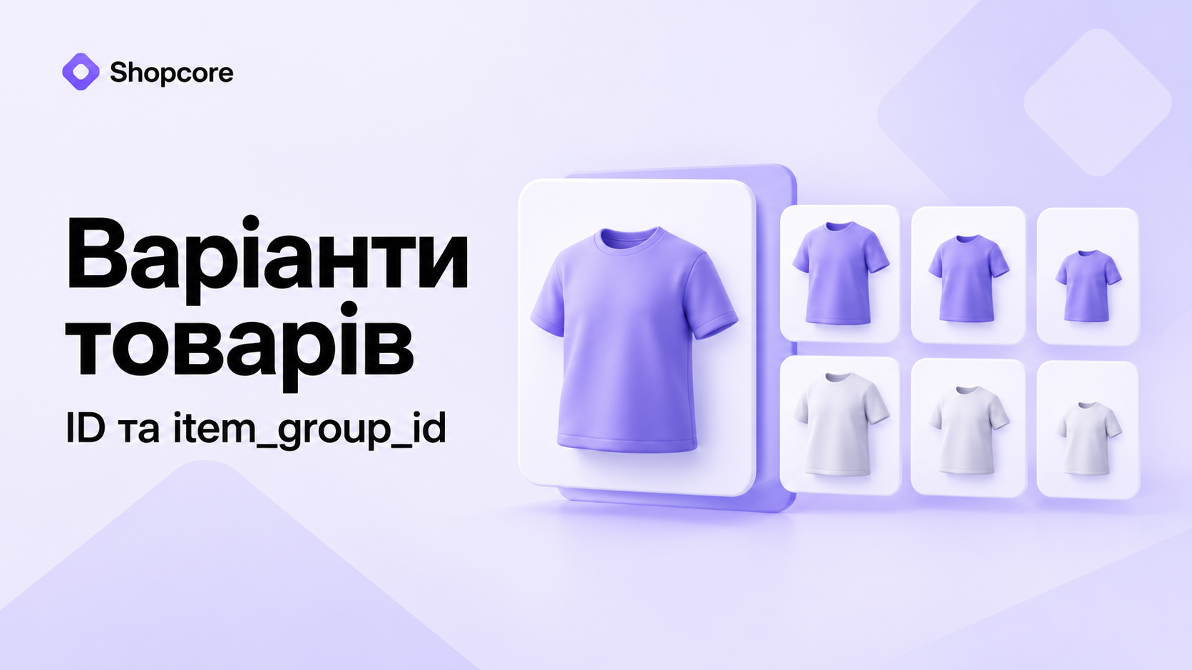 Варіанти товарів: одна модель футболки та шість карток двох кольорів і трьох розмірів